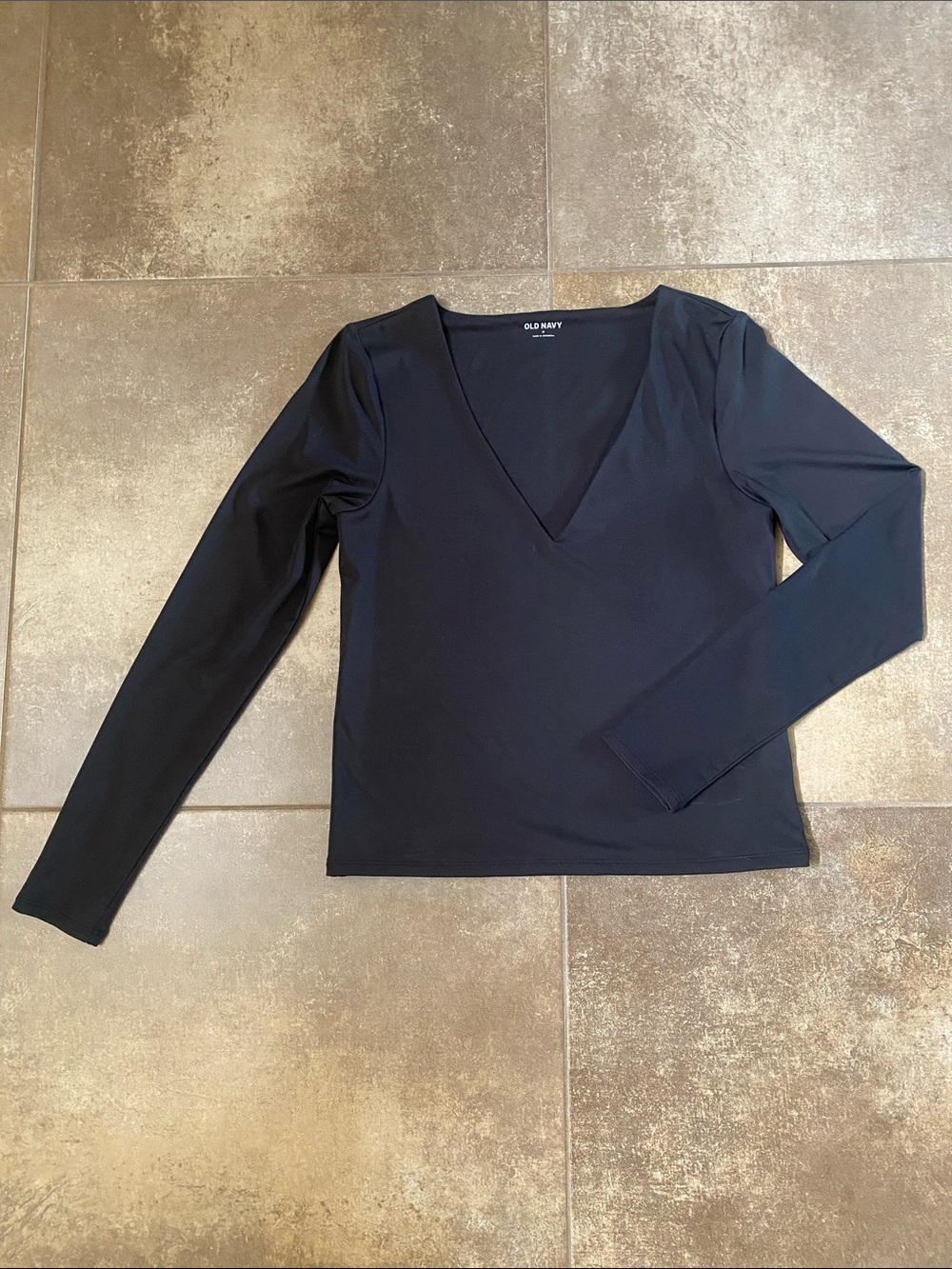 Old Navy Double Layer Black V-Neck Long Sleeve Top